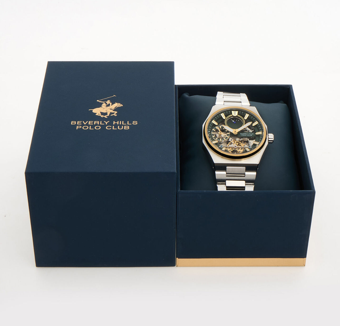 BEVERLY HILLS POLO CLUB Stainless Steel Gold Tone Trim Watch: Classic Sophistication with Modern Precision
