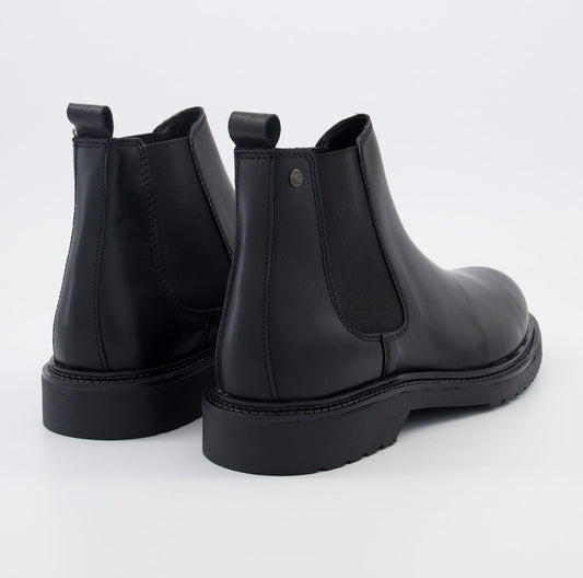 JACK & JONES Black Leather JFW Vauxhall Chelsea Boots. Effortless Sophistication, Everyday Versatility