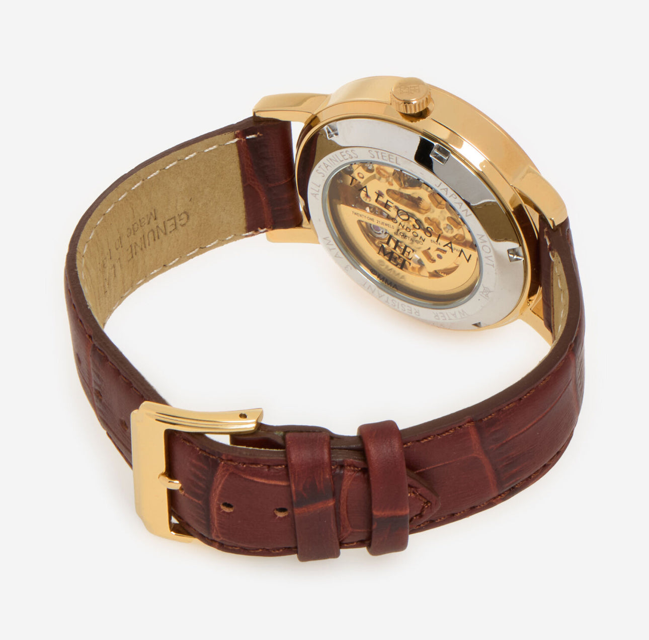 Tateossian Yellow Gold Plated Automatic Skeleton Watch – Limited Edition Luxury