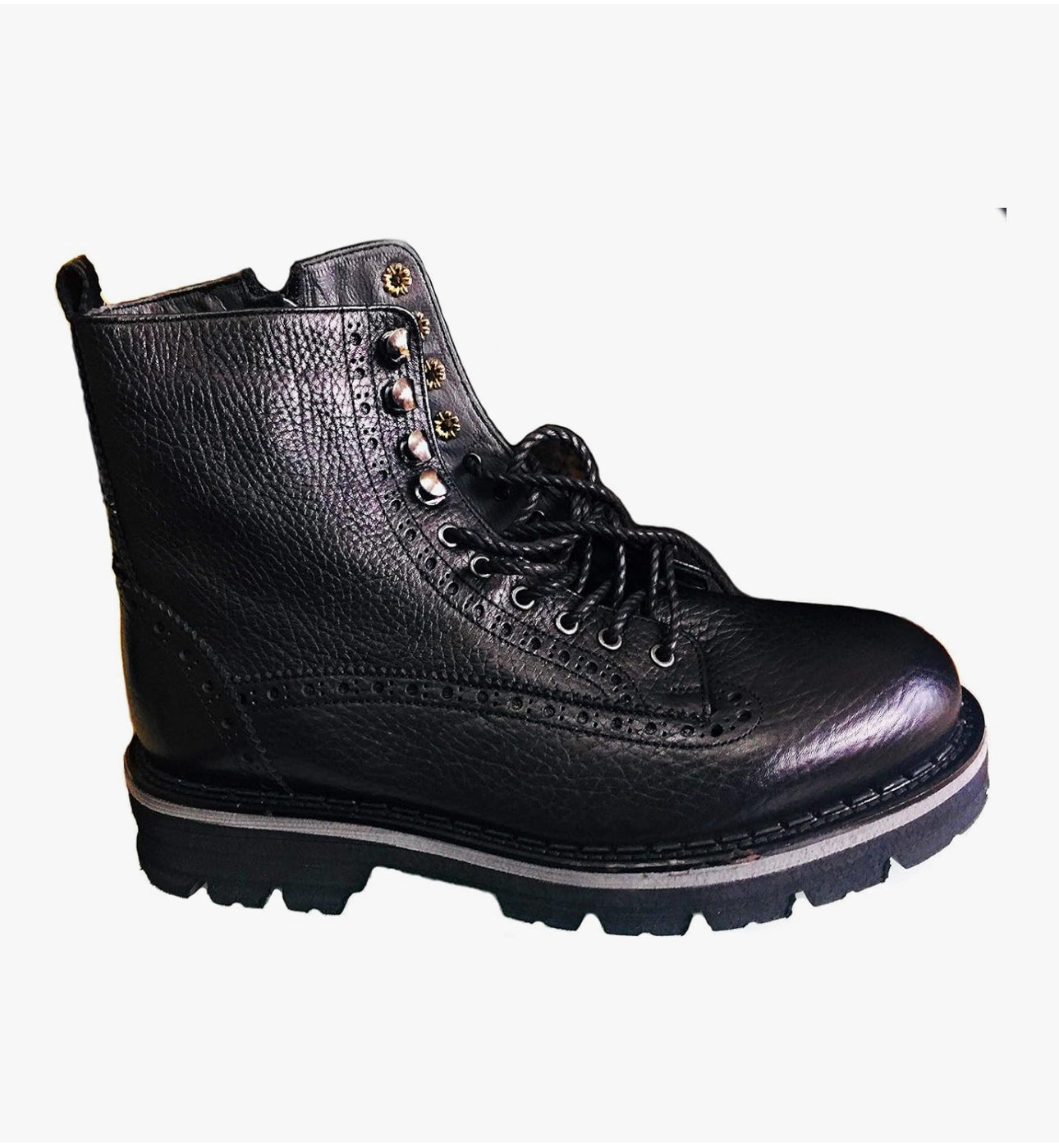 Men’s Limited Edition Black Leather Combat Boots – Rugged Luxury for All Seasons
