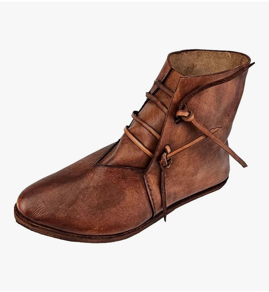 Men’s Limited Edition Medieval Black PU Ankle Boots – Heritage Style with Modern Edge