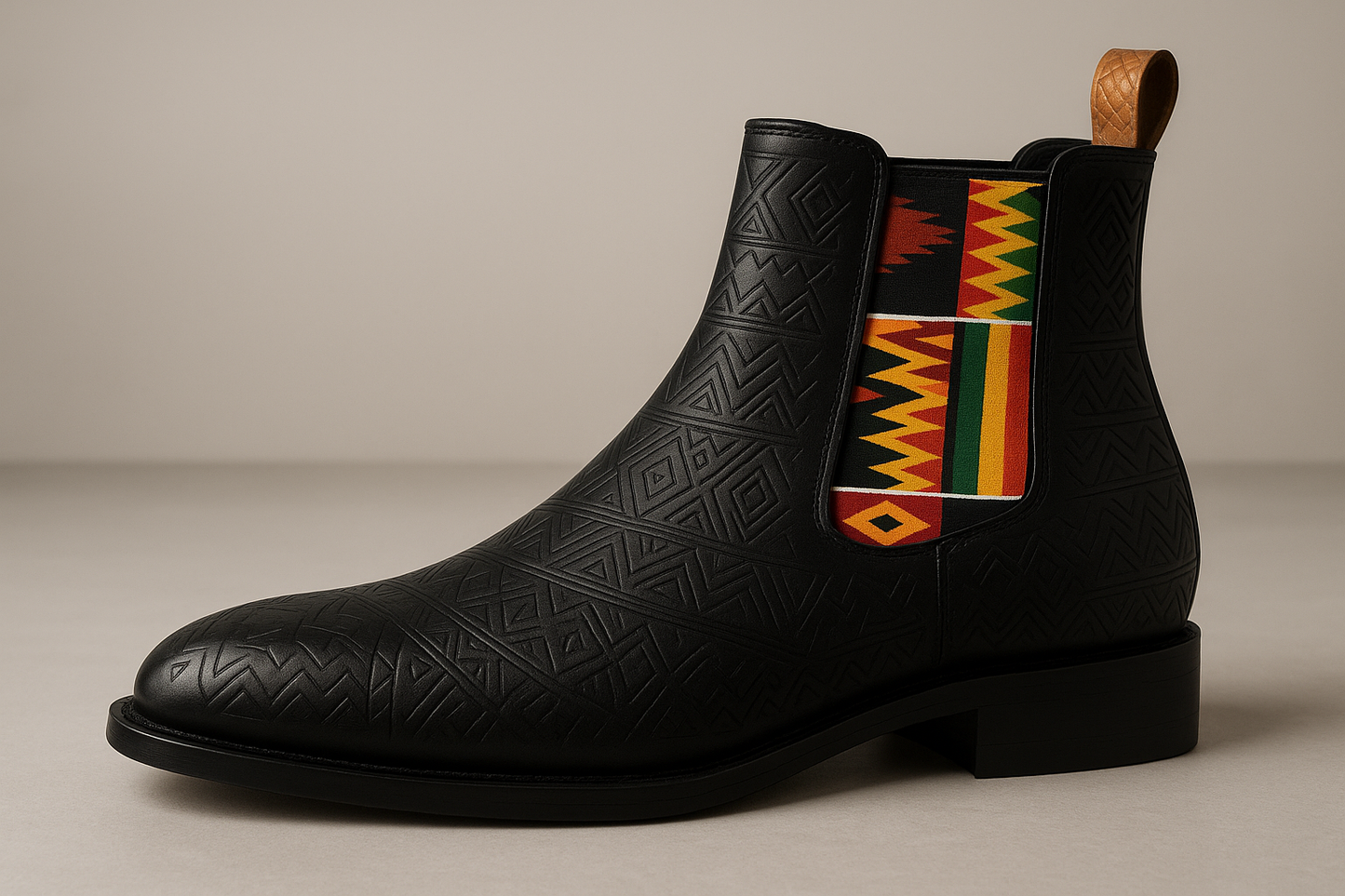 African Heritage Chelsea Boot. Bold Cultural Fusion Meets Modern Elegance