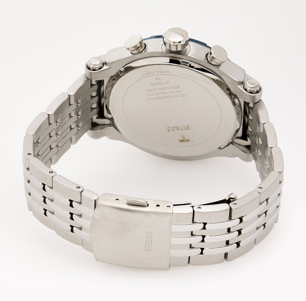 GUESS Silver Tone & Blue Anchor Chronograph Watch – Limited Edition Nautical Elegance