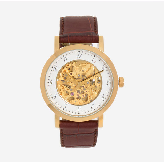 Tateossian Yellow Gold Plated Automatic Skeleton Watch – Limited Edition Luxury