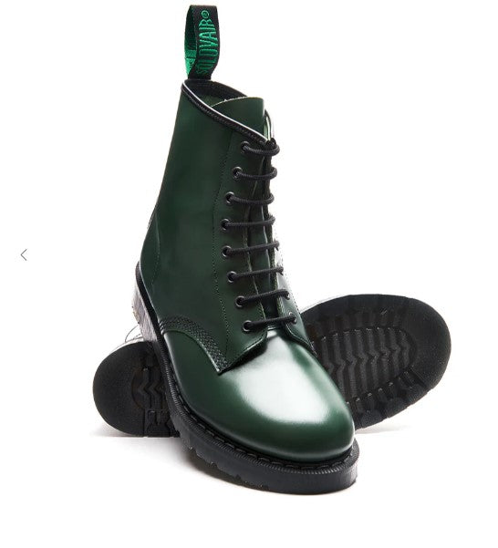 Solovair Green Hi-Shine 8 Eye Derby Boot – Curated Luxury Edition