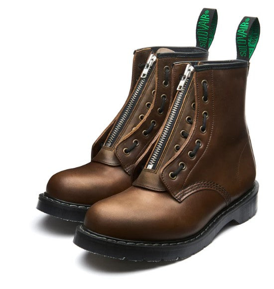 Solovair Gaucho Crazy Horse 8 Eye Derby Boot with Zip Guard - Limited Edition Craftsmanship