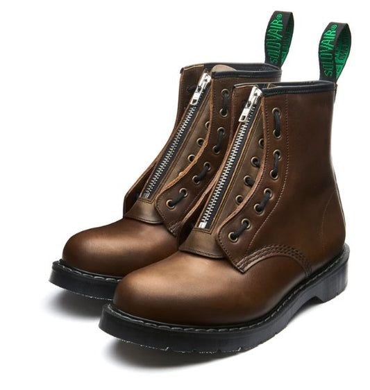 Solovair Gaucho Crazy Horse 8 Eye Derby Boot with Zip Guard - Limited Edition Craftsmanship