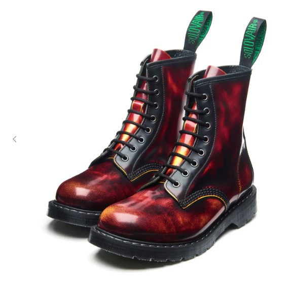 Solovair Flame Rub-Off 8 Eye Derby Boot – Limited Edition Statement